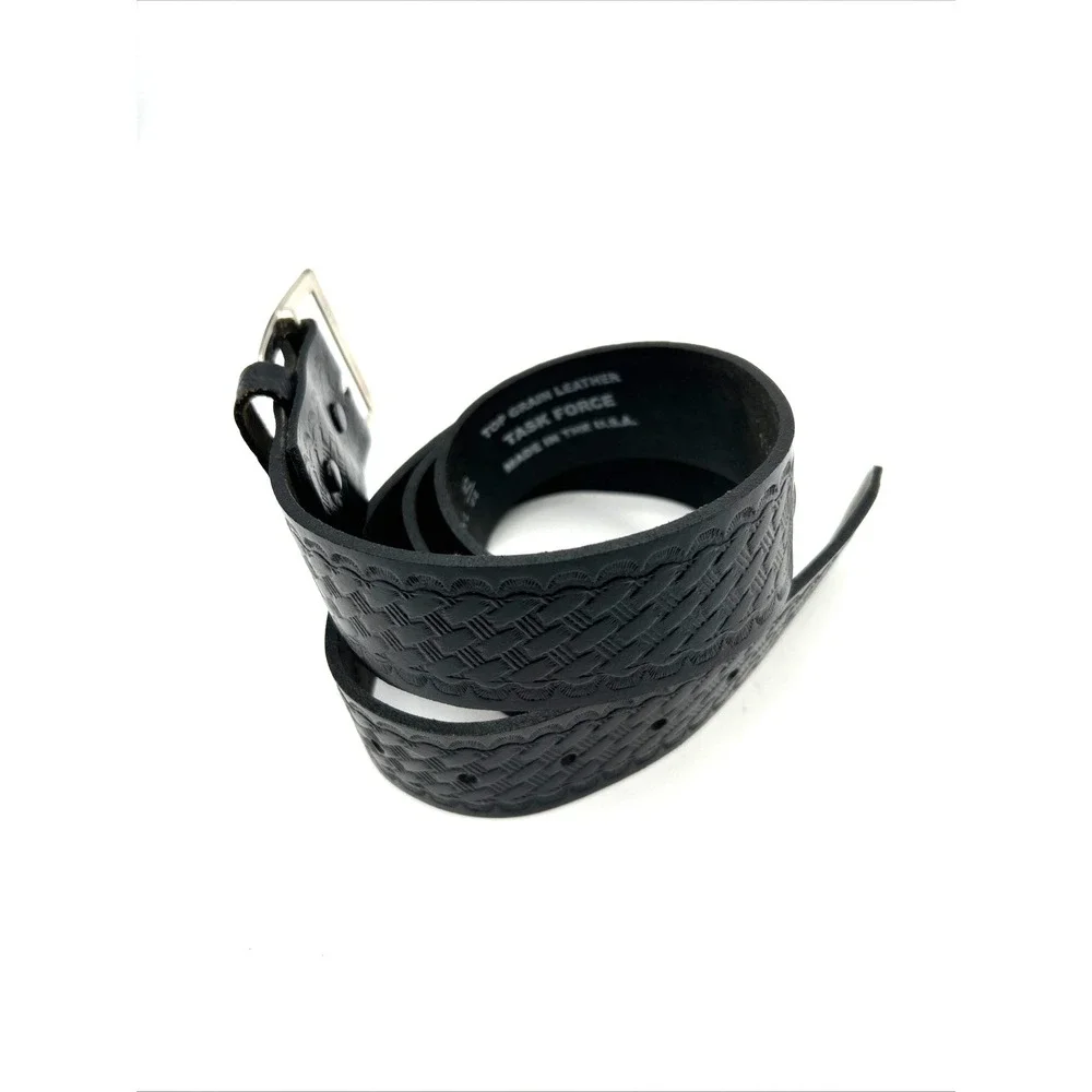 Task Force Belt Mens XL 42-44 Black Basketweave Top Grain‎ Leather USA 1304